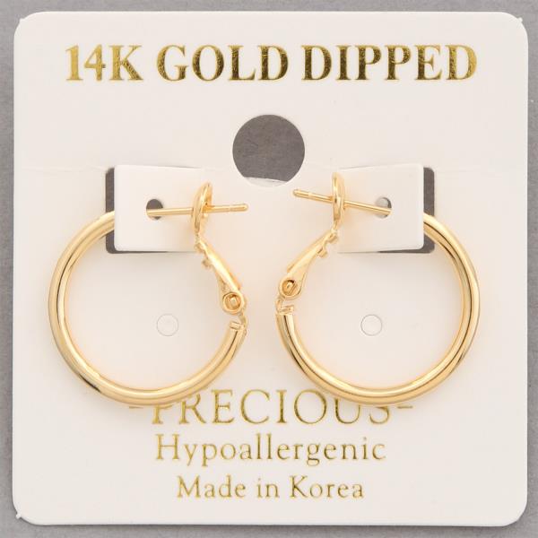 HAMMERED METAL 14K GOLD DIPPED HOOP EARRING