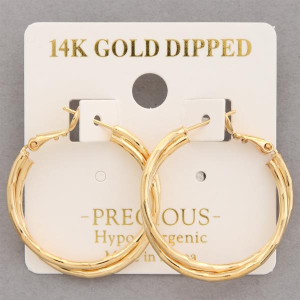 14K GOLD DIPPED DOUBLE HOOP EARRING