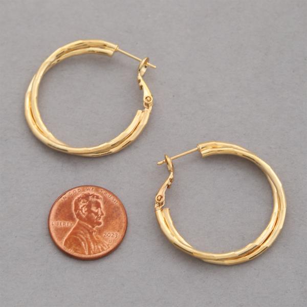 14K GOLD DIPPED DOUBLE HOOP EARRING