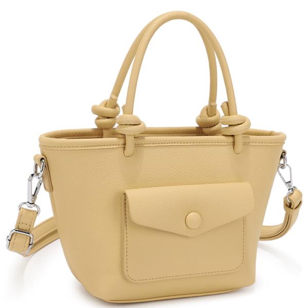 TEXTURED DESIGN HANDLE SATCHEL