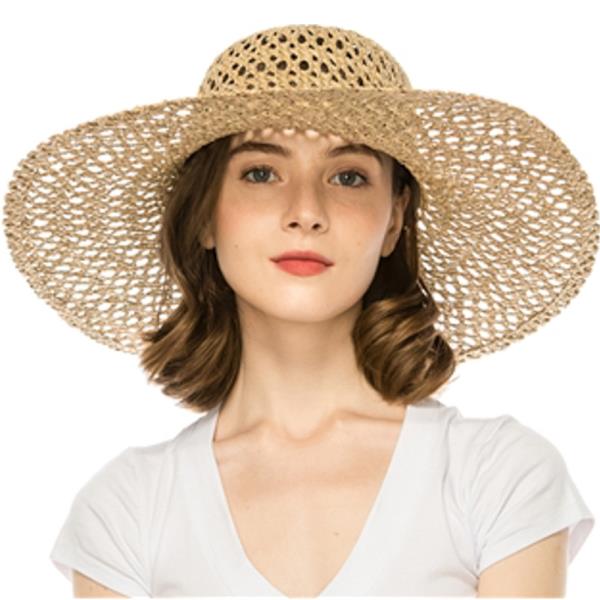 OPEN WEAVE SEAGRASS STRAW HAT PEEKABOO OPEN WEAVE DESIGN