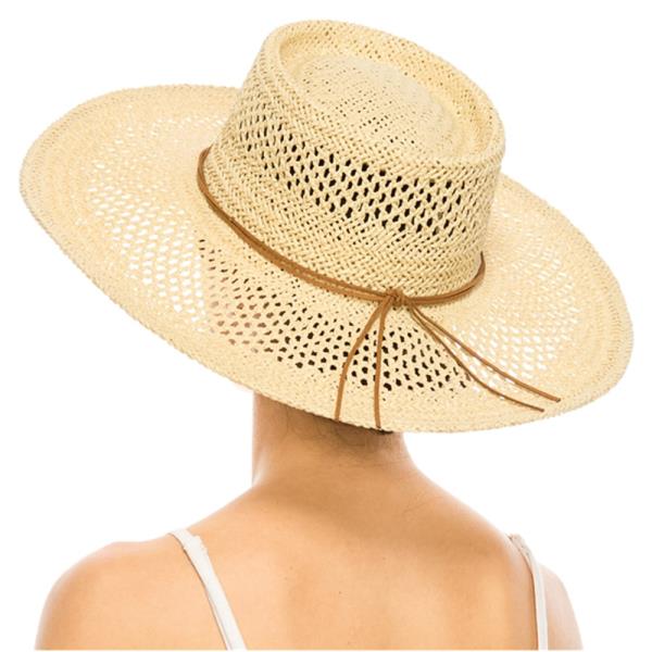 PEEKABOO WEAVE GAMBLER STRAW HAT