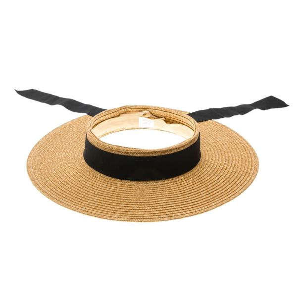 CROWNLESS STRAW HAT WITH RIBBON