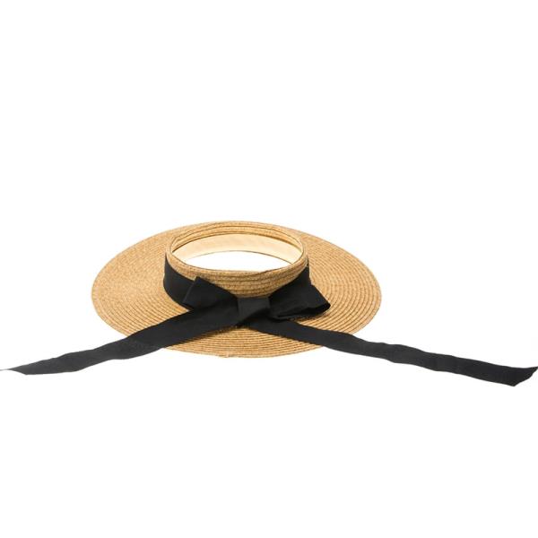 CROWNLESS STRAW HAT WITH RIBBON