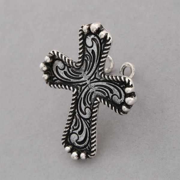 FILIGREE PATTERN CROSS ADJUSTABLE METAL RING