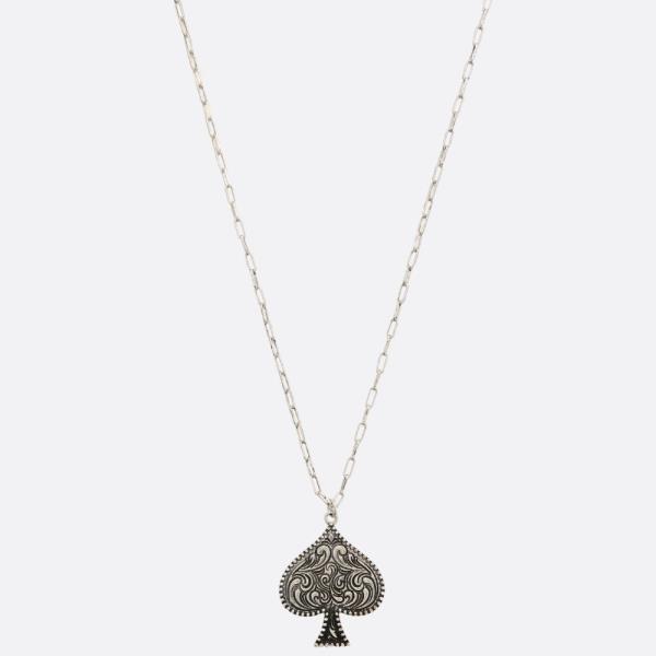 FILIGREE PATTERN SPADE PENDANT NECKLACE