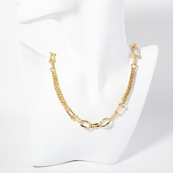 OVAL WHEAT LINK METAL GOLD DIPPED NECKLACE