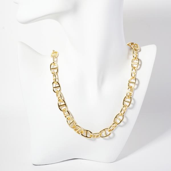 OVAL LINK METAL GOLD DIPPED NECKLACE