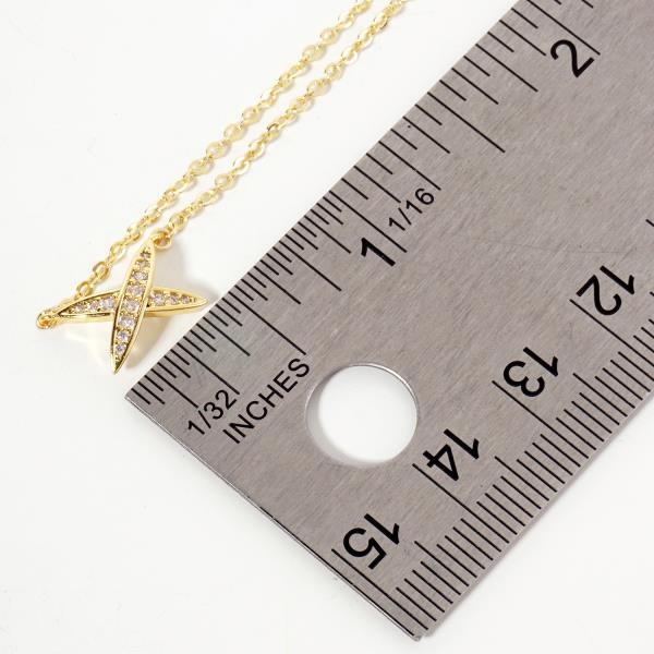 CRISS CROSS CHARM CZ GOLD DIPPED NECKLACE