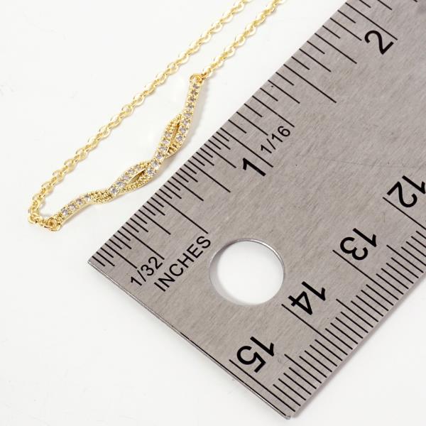 CRISS CROSS CZ BAR GOLD DIPPED NECKLACE