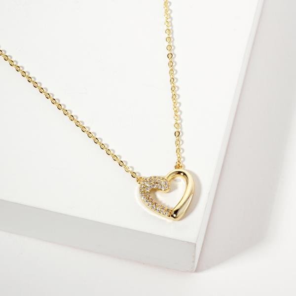 HEART PENDANT CZ GOLD DIPPED EARRING