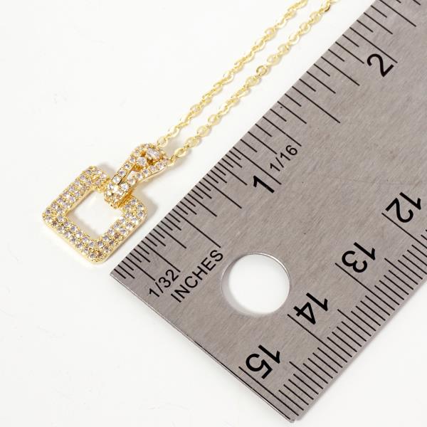 SQUARE PENDANT CZ GOLD DIPPED NECKLACE