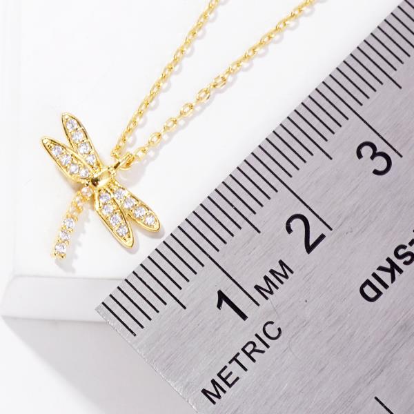 GOLD DIPPED CZ DRAGONFLY PENDANT NECKLACE