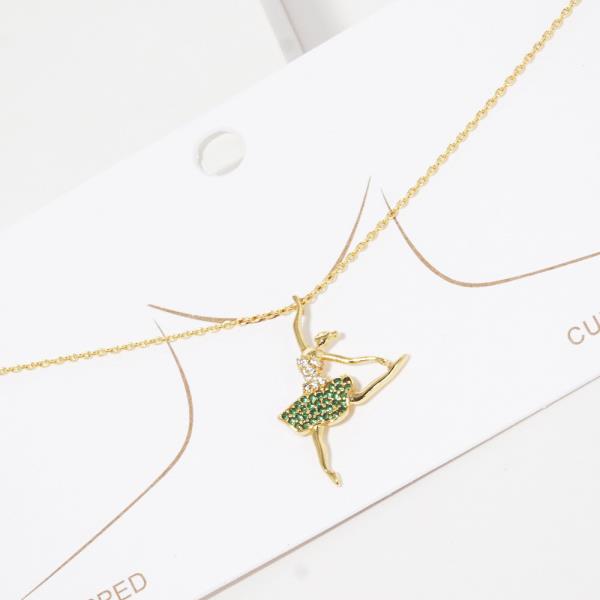 GOLD DIPPED CZ BALLERINA PENDANT NECKLACE