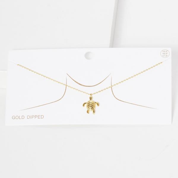 GOLD DIPPED TURTLE PENDANT NECKLACE