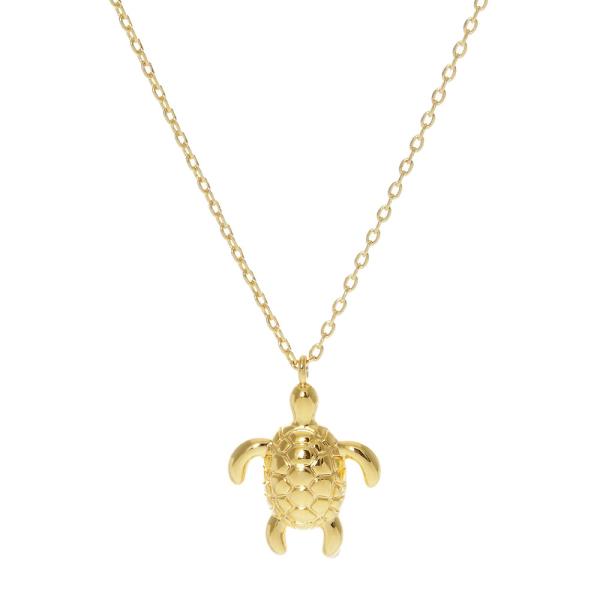 GOLD DIPPED TURTLE PENDANT NECKLACE