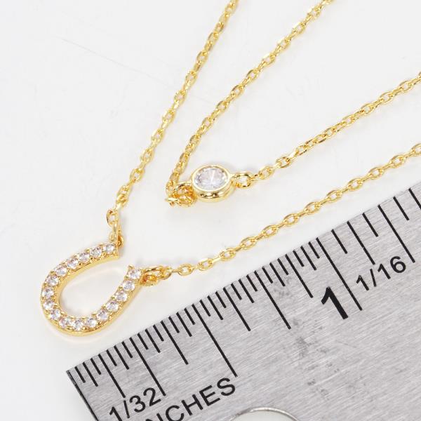 GOLD DIPPED CZ HORSESHOE PENDANT NECKLACE