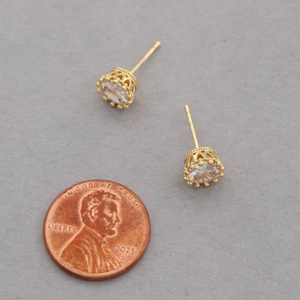 ROUND CZ GOLD DIPPED EARRING