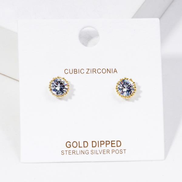 ROUND CZ GOLD DIPPED EARRING