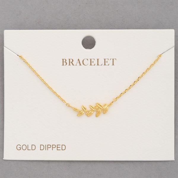 LEAF CHARM GOLD DIPPED BRACELET