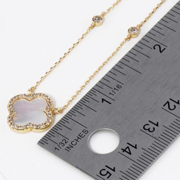 GOLD DIPPED CZ CLOVER PENDANT NECKLACE