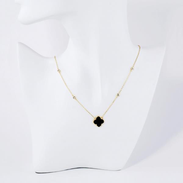 GOLD DIPPED CZ CLOVER PENDANT NECKLACE