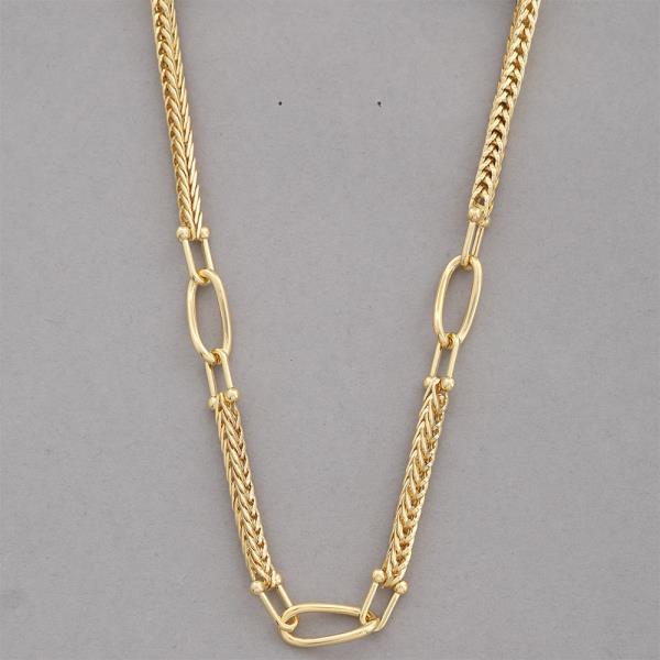 OVAL WHEAT LINK GOLD DIPPED NECKLACE