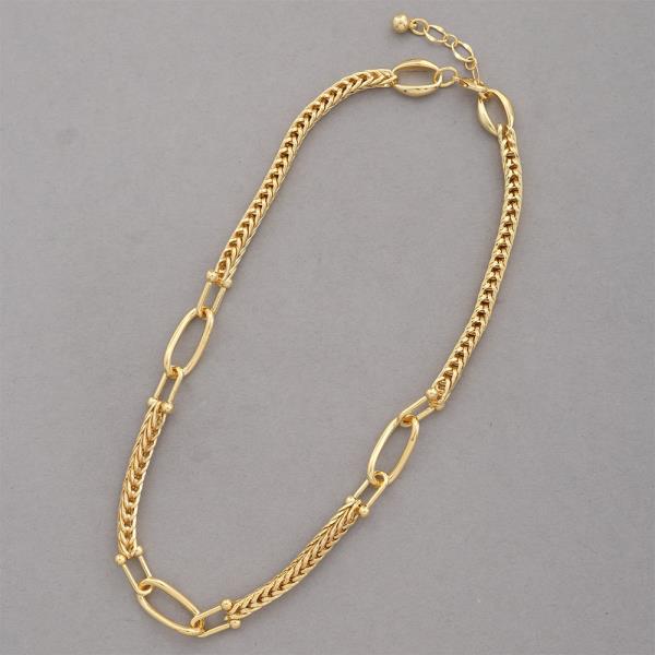 OVAL WHEAT LINK GOLD DIPPED NECKLACE