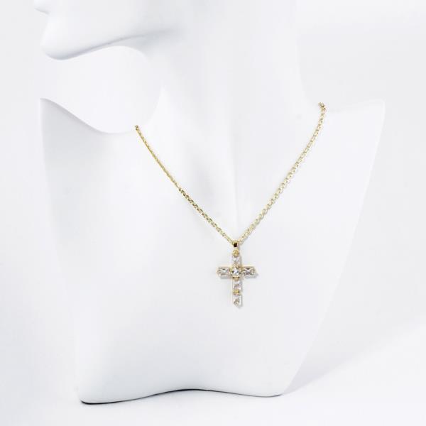 GOLD DIPPED CZ CROSS PENDANT NECKLACE