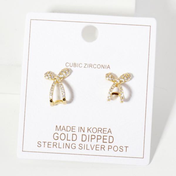 GOLD DIPPED CZ RIBBON EARRING