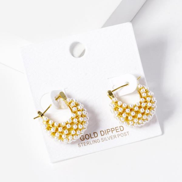 GOLD DIPPED PEARL HUGGIE EARRING