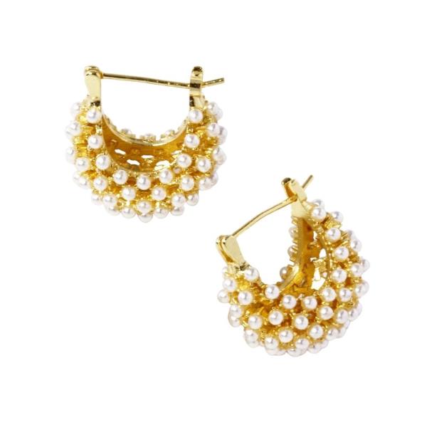 GOLD DIPPED PEARL HUGGIE EARRING