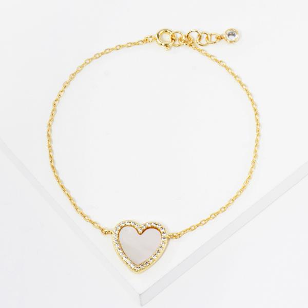 GOLD DIPPED CZ HEART BRACELET