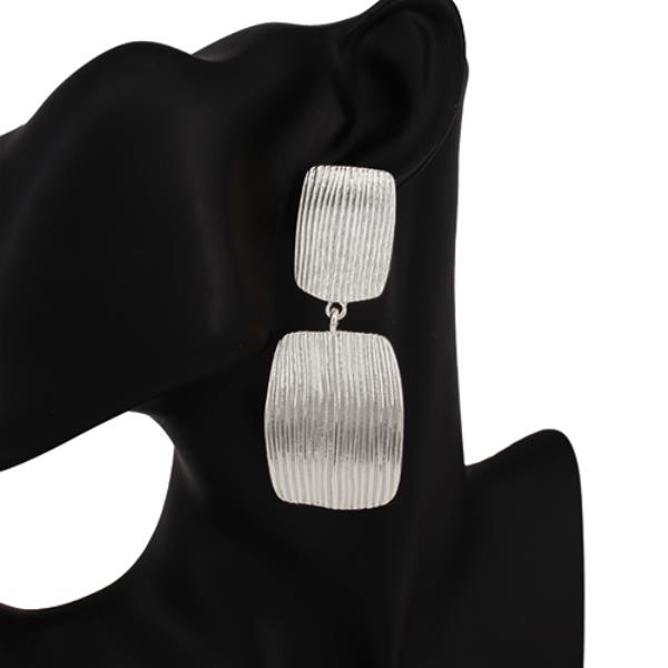 DOUBLE RECTANGLE METAL DANGLE EARRING