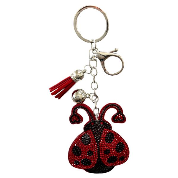 RHINESTONE LADYBUG TASSEL KEYCHAIN