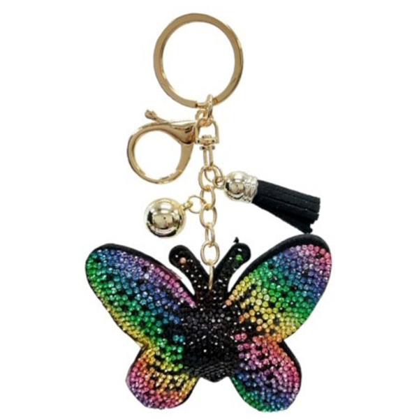 RHINESTONE BUTTERFLY TASSEL KEYCHAIN