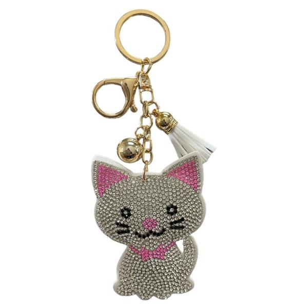 RHINESTONE CAT TASSEL KEYCHAIN