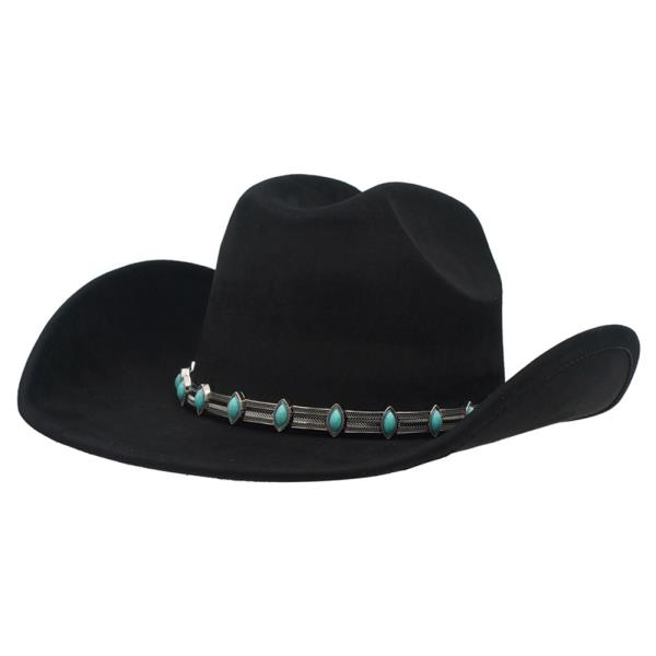 ETCHED BOHO LINK BANDED FAUX SUEDE COWBOY HAT