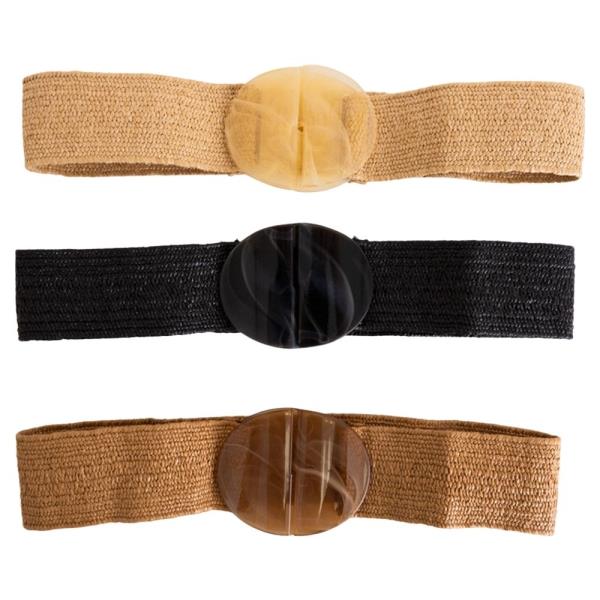 RESORT ECO CHIC WOVEN BELT WITH OVERSIZED BUCKLE