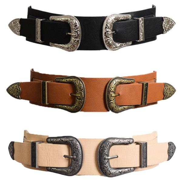 CHIC DOUBLE BUCKLE WESTERN BELT – STYLISH & ADJUSTABLE