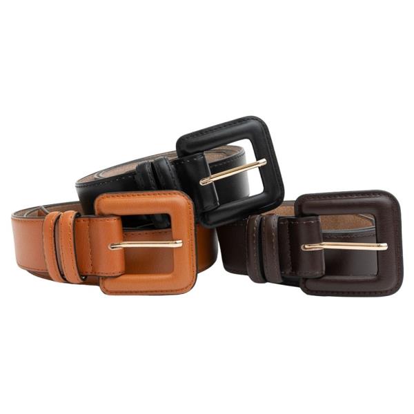 GENUINE LEATHER SQUARE BUCKLE BELT