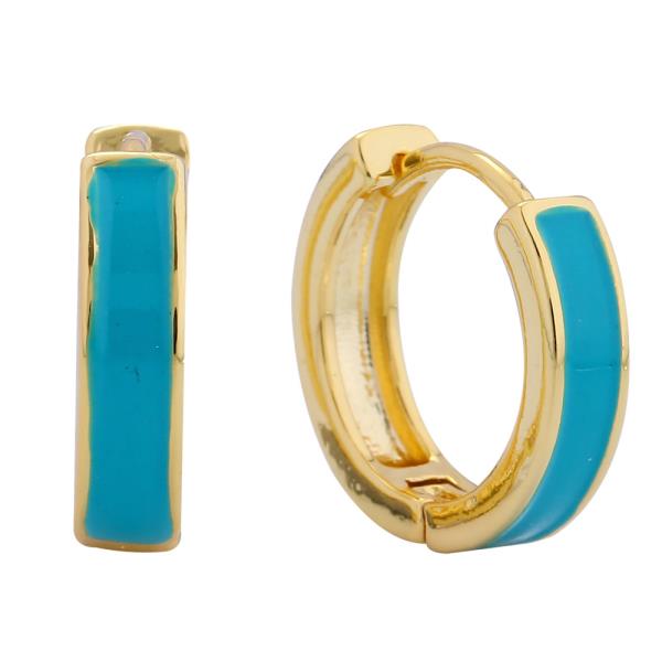 14K GOLD/WHITE GOLD DIPPED ENAMEL HOOP EARRINGS