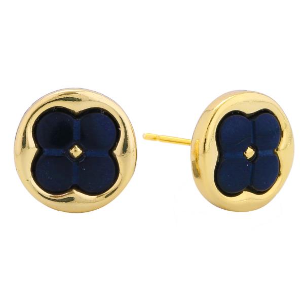 14K GOLD/WHITE GOLD DIPPED CLOVER BORDER STUD EARRINGS