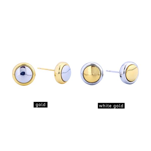 14K GOLD/WHITE GOLD DIPPED MINIMALIST CIRCLE EARRINGS