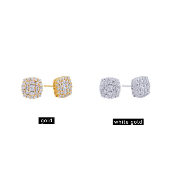 14K GOLD/WHITE GOLD DIPPED RADIANT BEADED STUD EARRINGS