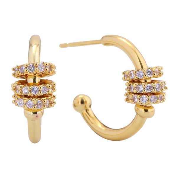 14K GOLD/WHITE GOLD DIPPED SPIRAL CHARM HOOP EARRINGS