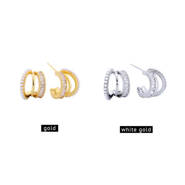 14K GOLD/WHITE GOLD DIPPED MULTI-LAYERED HOOP EARRINGS