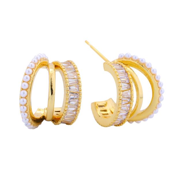 14K GOLD/WHITE GOLD DIPPED MULTI-LAYERED HOOP EARRINGS