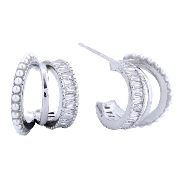 14K GOLD/WHITE GOLD DIPPED MULTI-LAYERED HOOP EARRINGS