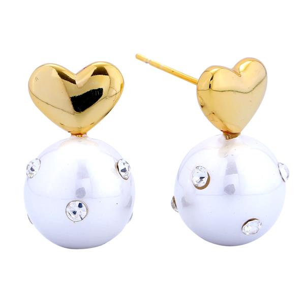 14K GOLD/WHITE GOLD DIPPED CLASSIC PEARL STUD EARRINGS